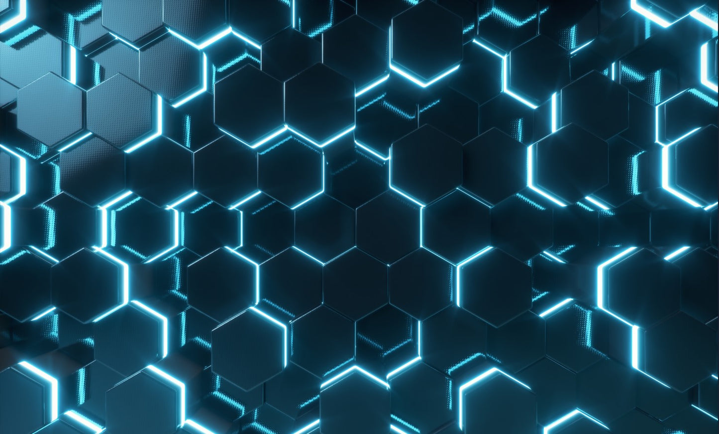 Blue 3D Hexagons Mural