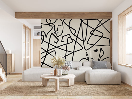 Abstract Black and White wallpaper Mural