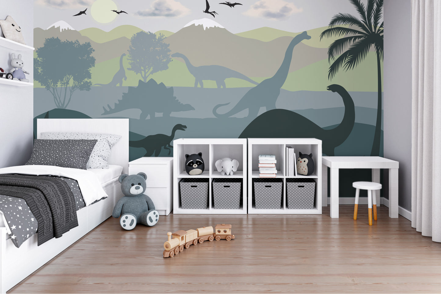 Dinosaur wallpaper mural Green