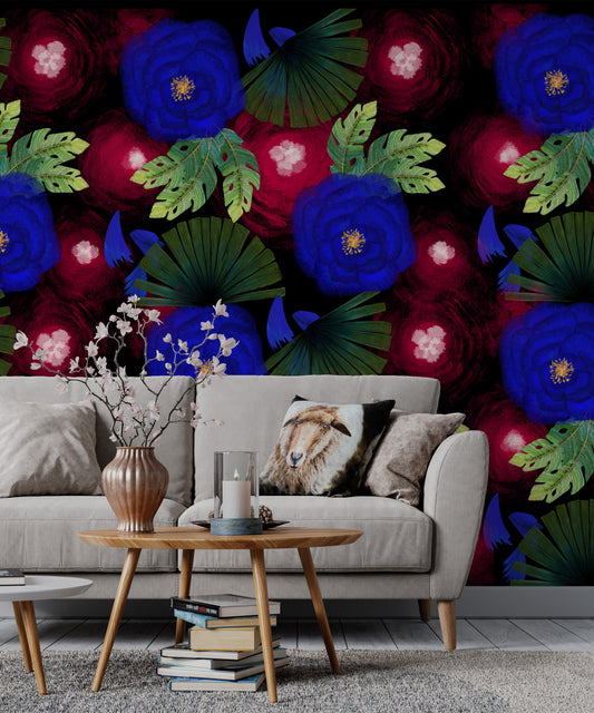 Floral Black background Mural