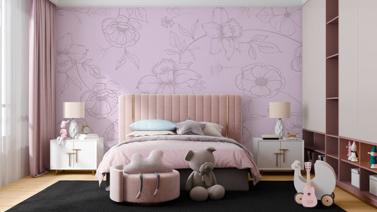 Pink Floral wallpaper Mural