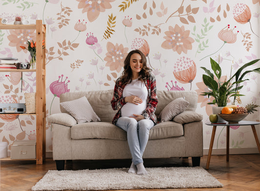 Pink and Gold Floral wallpaper Mural