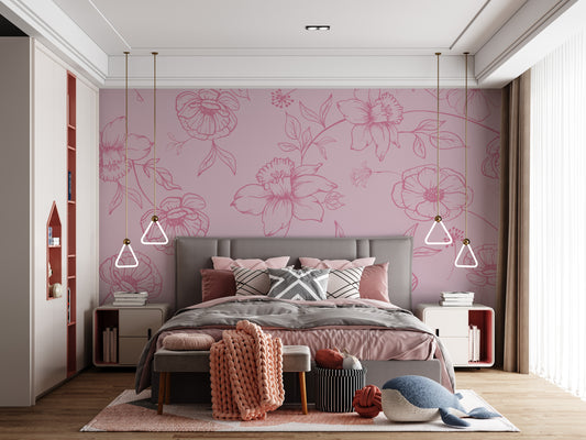 Light Pink Floral wallpaper Mural