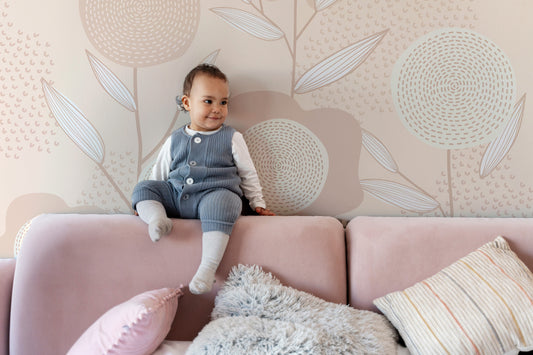 Big Flowers Neutral Colors Mural
