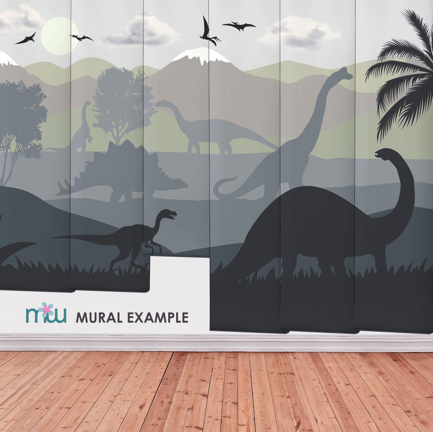 Dinosaur wallpaper mural Green