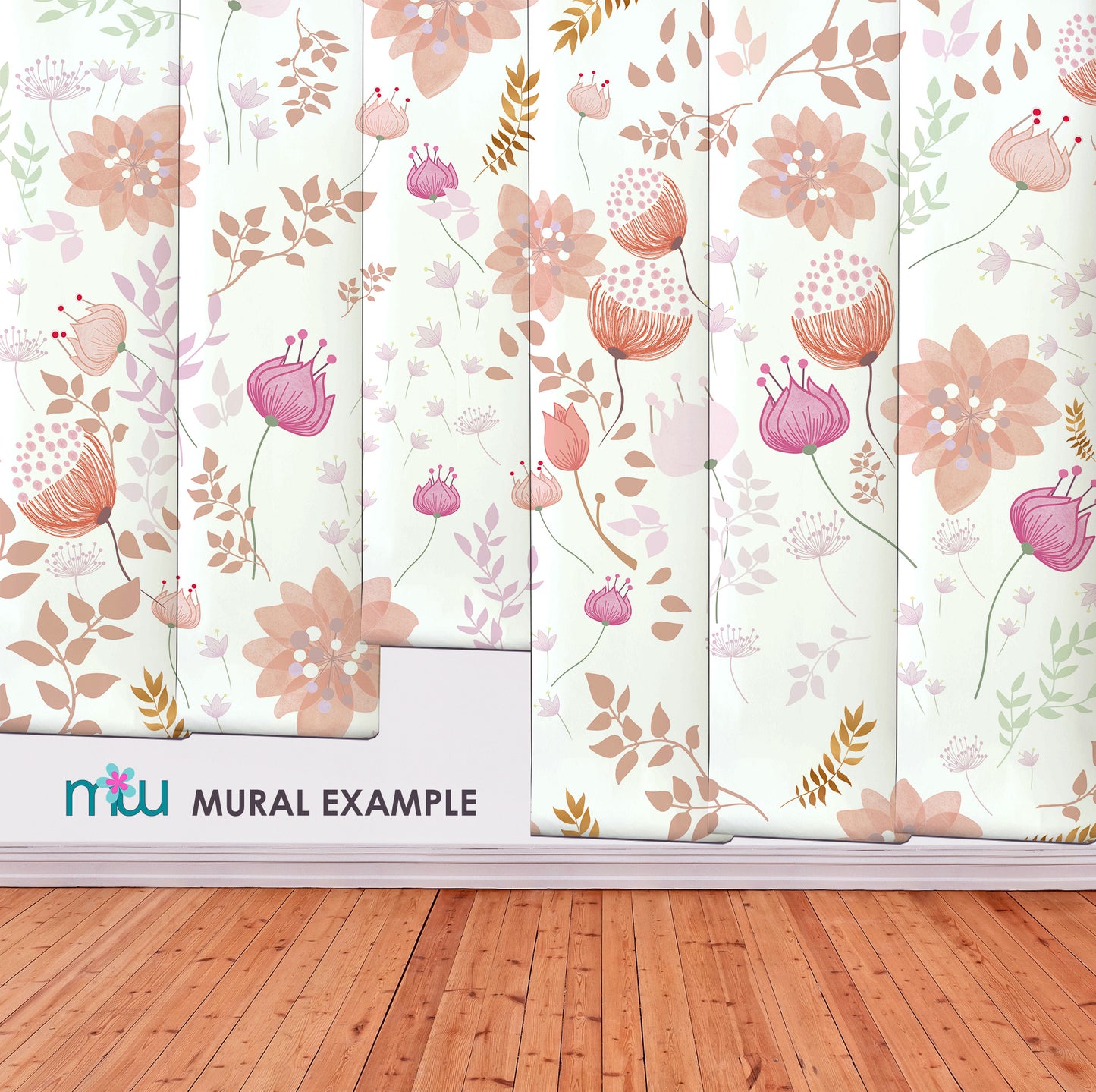 Pink and Gold Floral wallpaper Mural