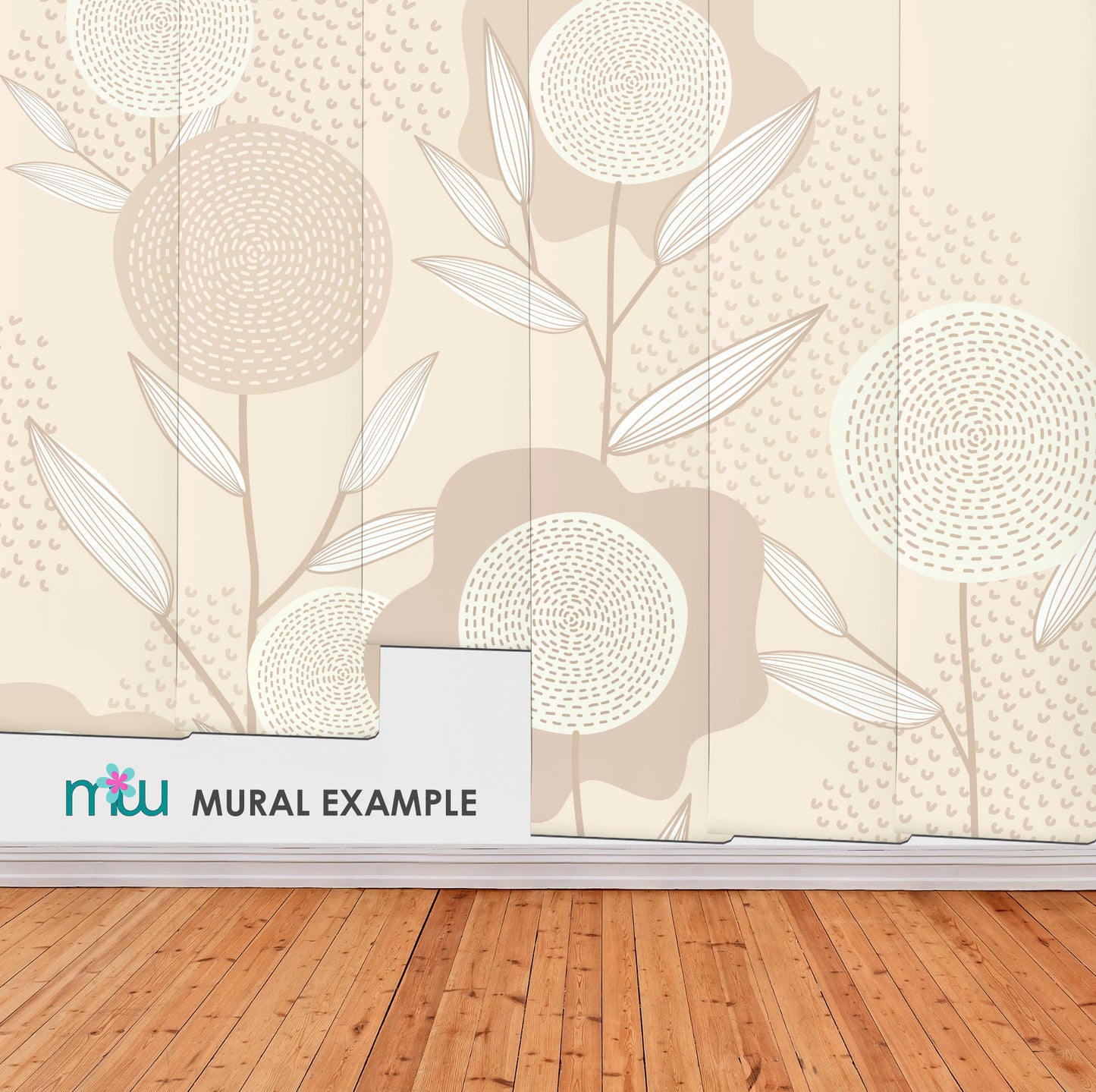 Big Flowers Neutral Colors Mural