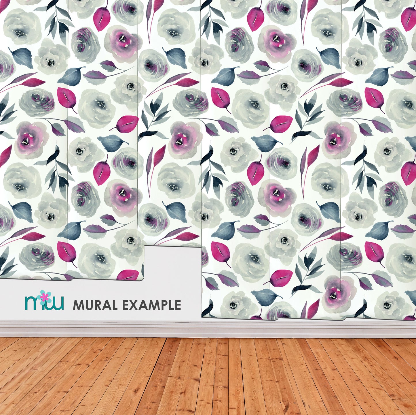 Grey and Purple floral wallpaper