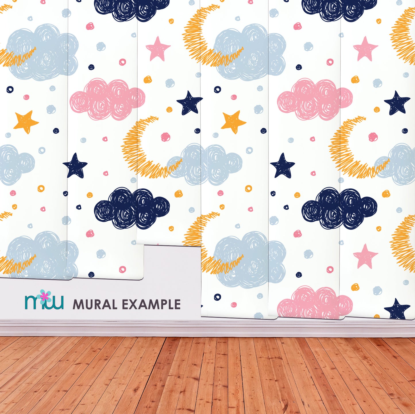 Hand Draw Moon clouds Wallpaper