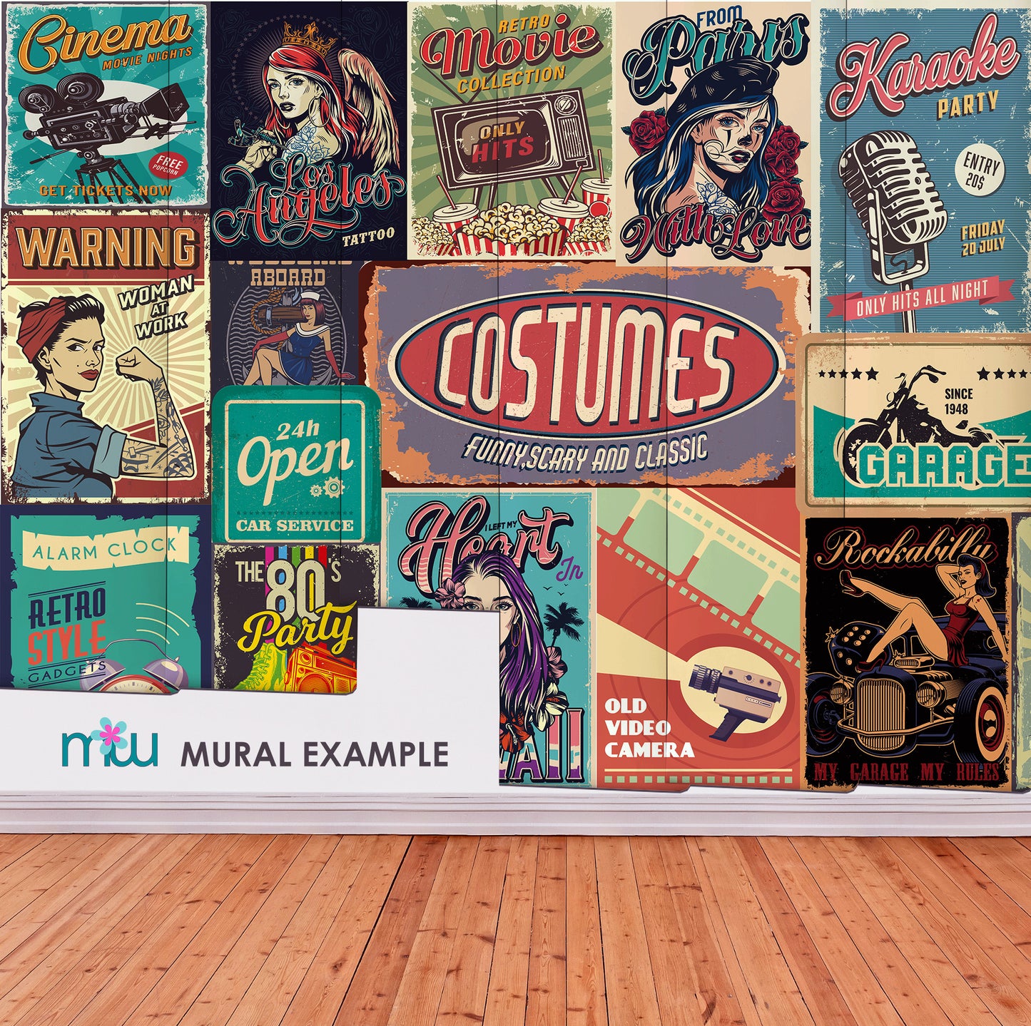 Collage Retro Wallpaper Mural