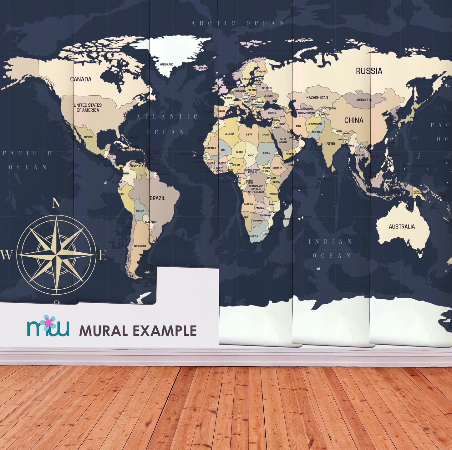 World map wallpaper mural