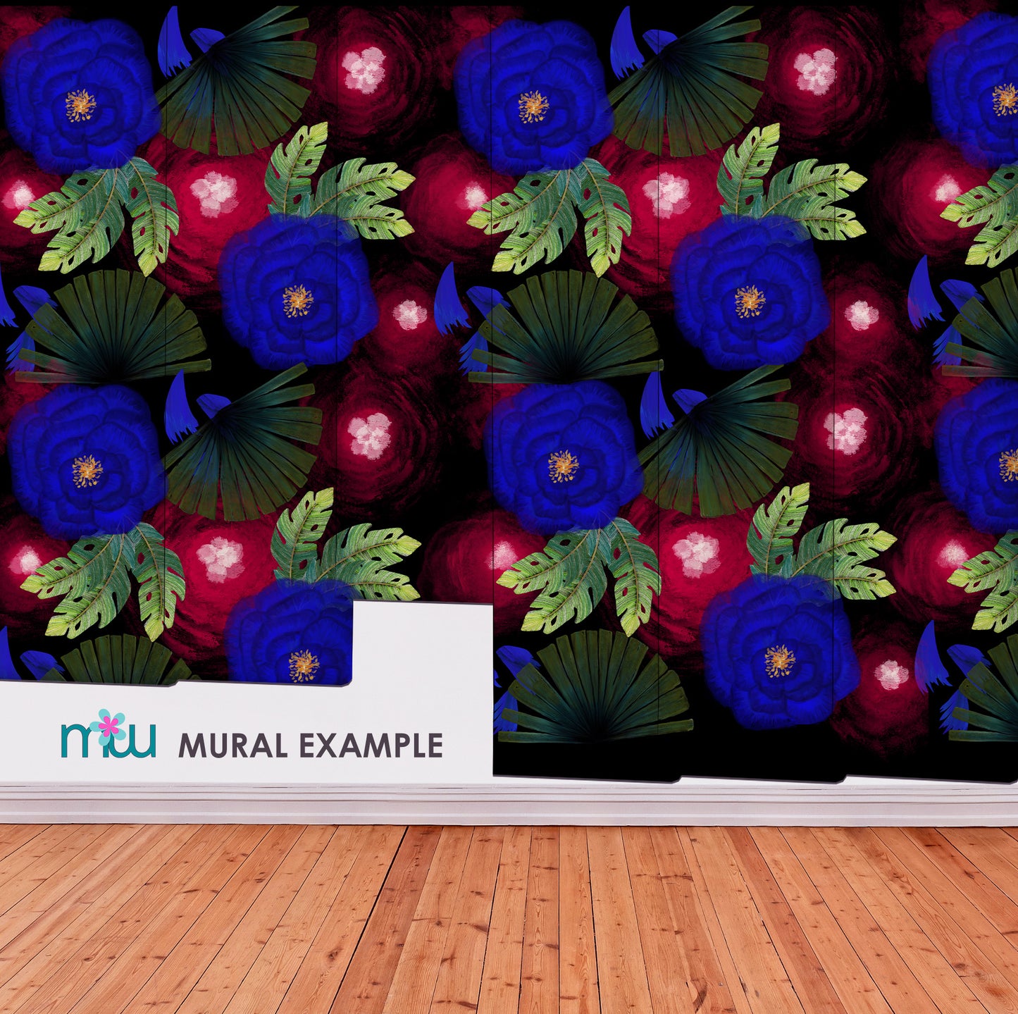 Floral Black background Mural