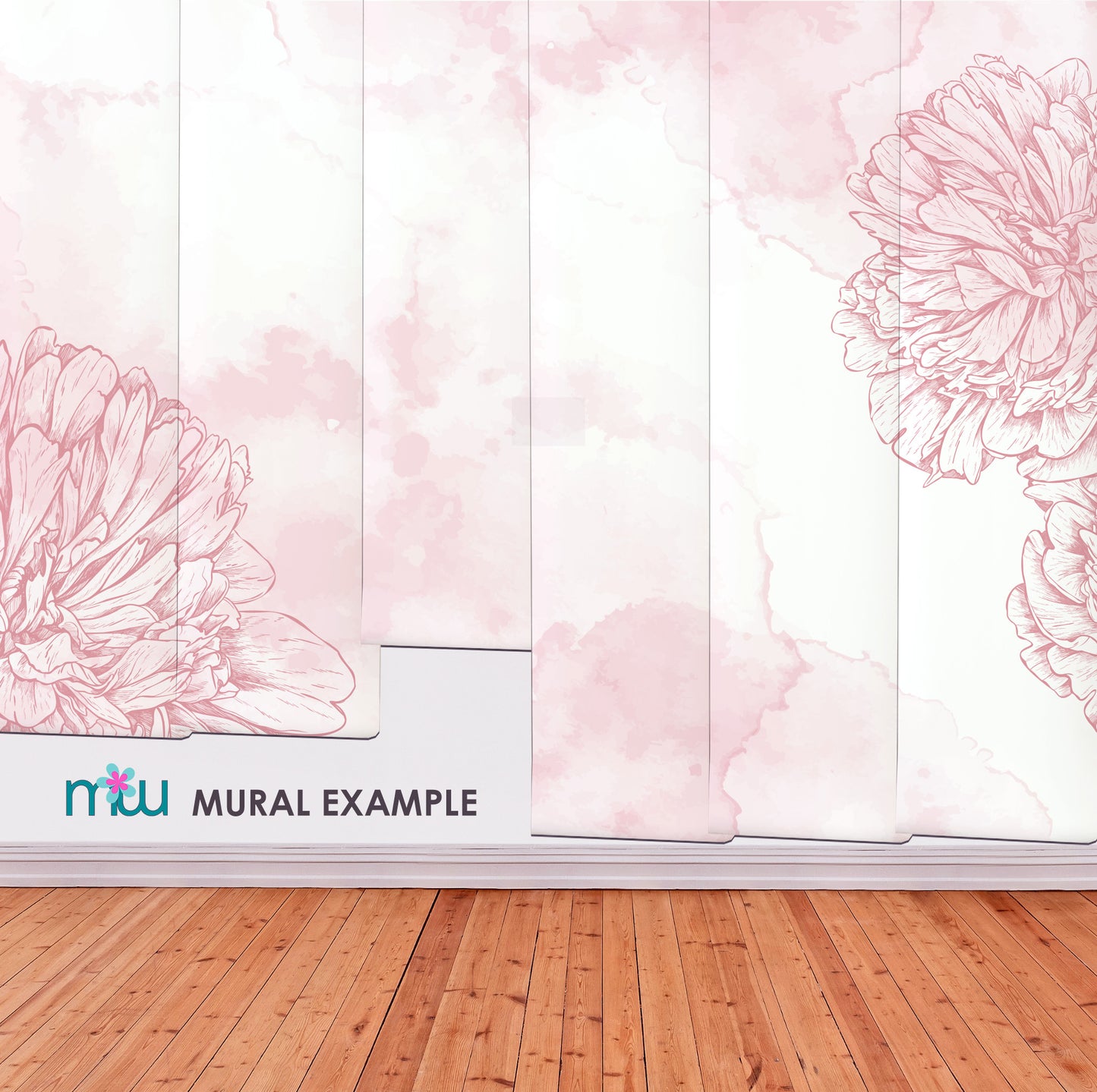 Pink Marigold Floral wallpaper Mural