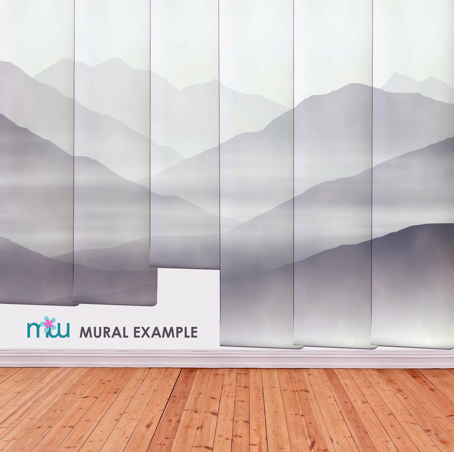 Watercolor Grey Mountain Mural