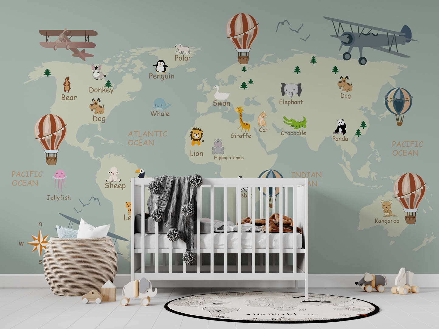 Kids Worldmap wallpaper mural