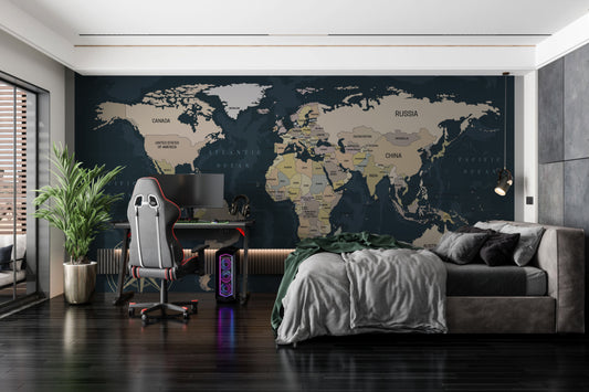 World map wallpaper mural