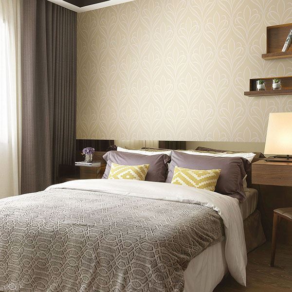 Vivian Neutral Nouveau Damask Wallpaper