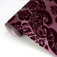 2763-87315 Shadow Merlot Flocked Damask Wallpaper By Brewster