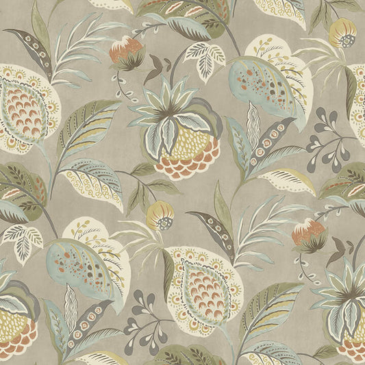 Bohemian Taupe Jacobean Wallpaper