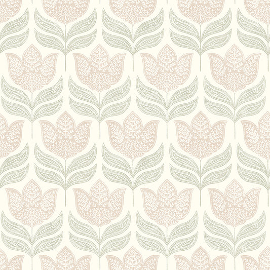 Cathal Blush Tulip Block Print Wallpaper