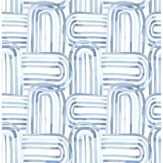 Lolly Blue Arches Wallpaper