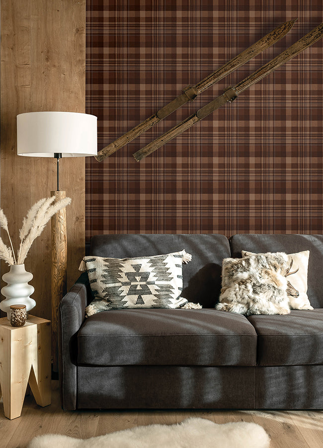 Dutton Plaid Rust Wallpaper
