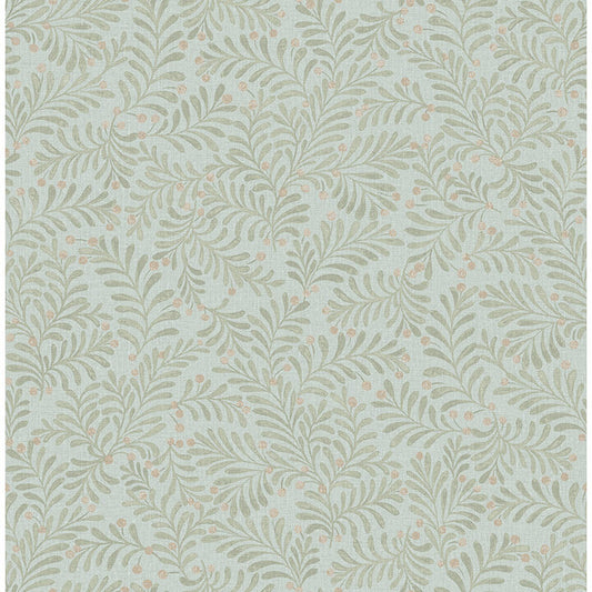 Chrysantha Aqua Berry Branches Wallpaper