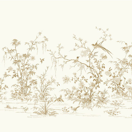 Flowering Vine Chinoiserie Mural- White