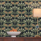 Tracery Blooms Black Wallpaper