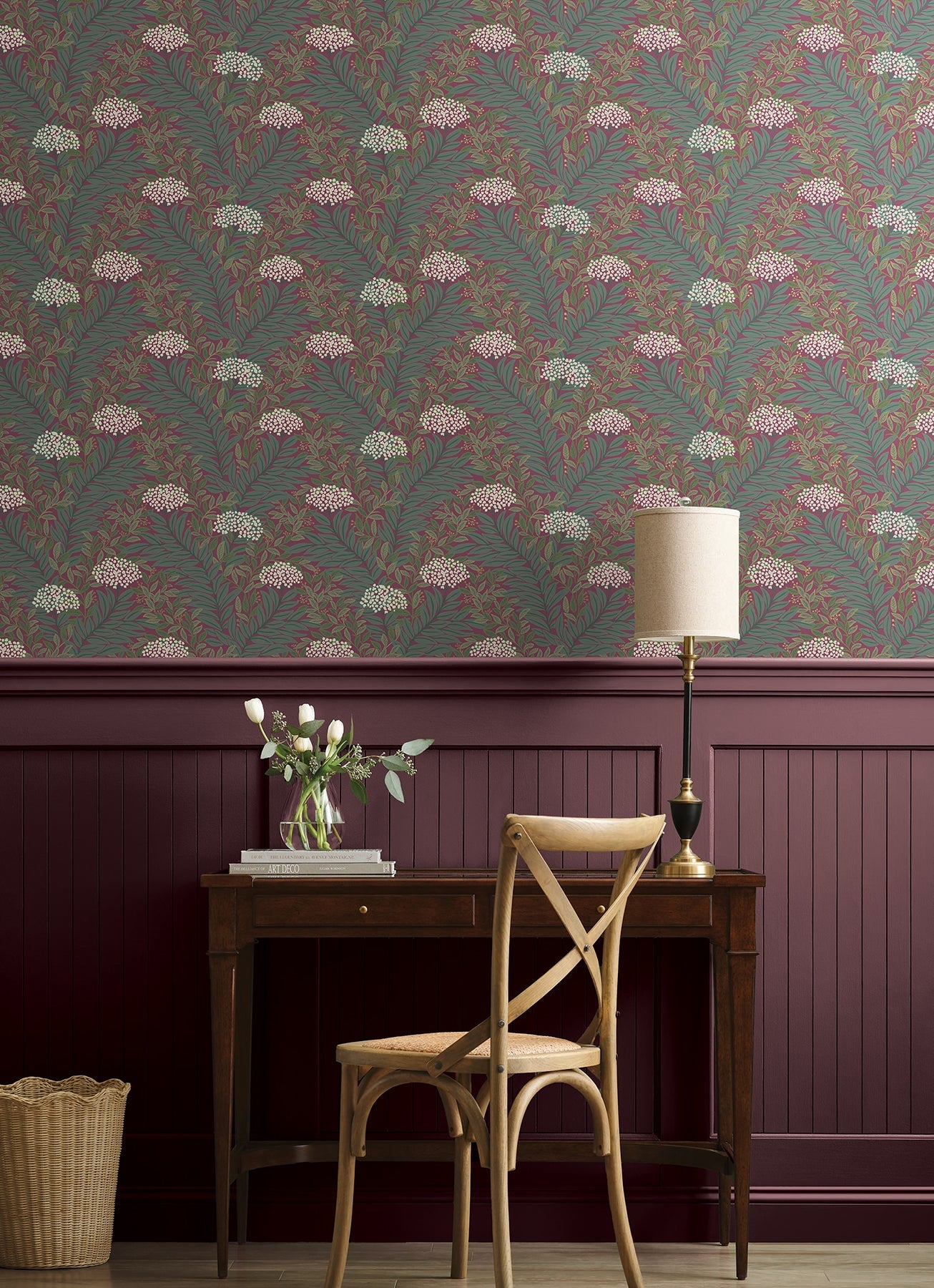 Highgrove Wallpaper- Burgundy