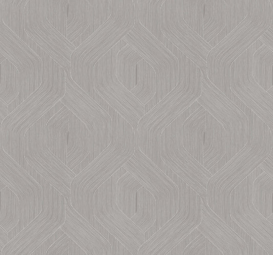 Fine Line Geometric Wallpaper- Grey