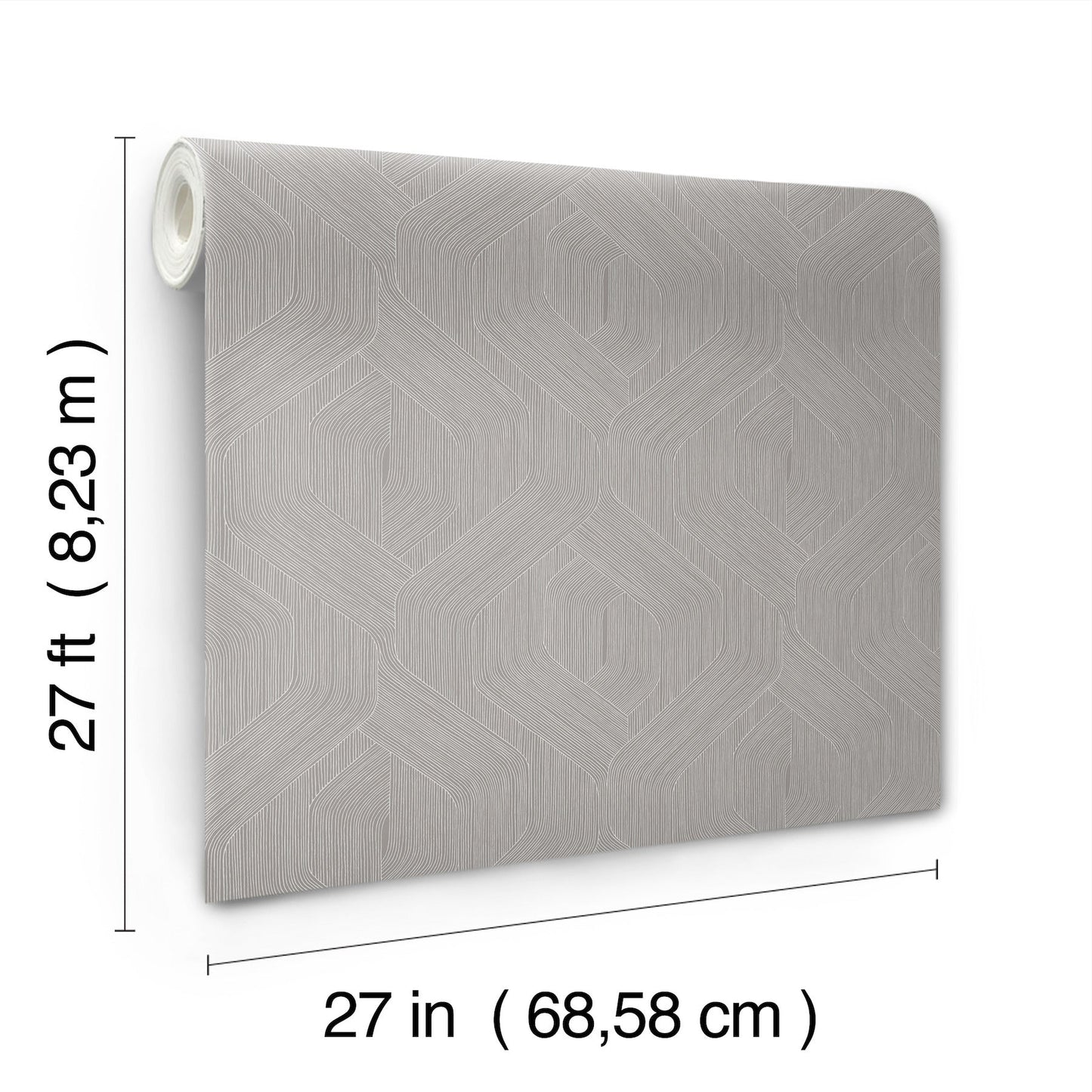 Fine Line Geometric Wallpaper- Grey