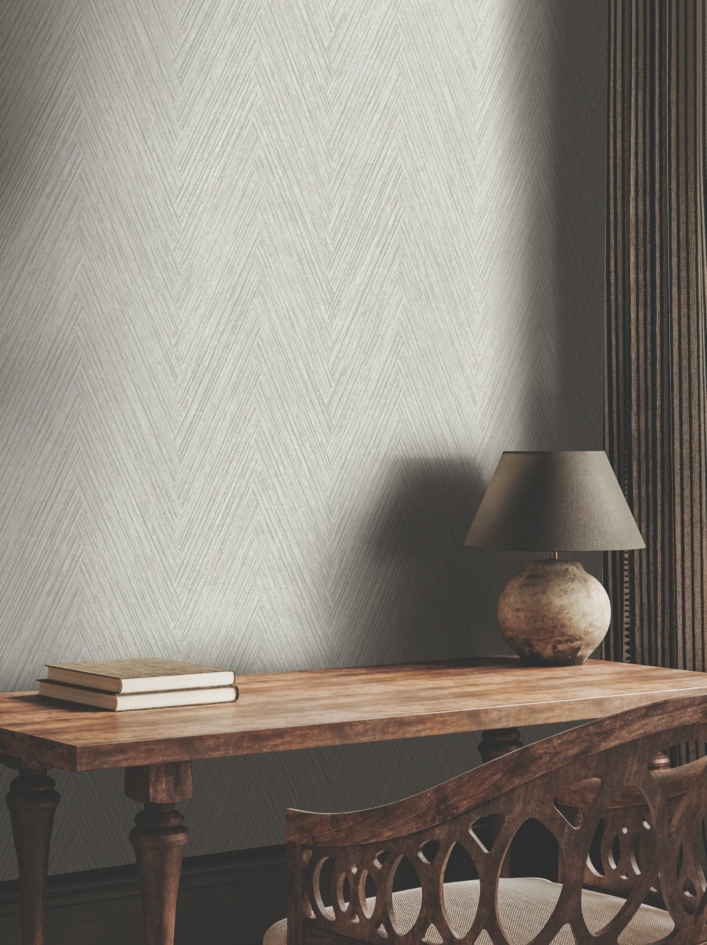 Thatched Chevron Wallpaper- Dove