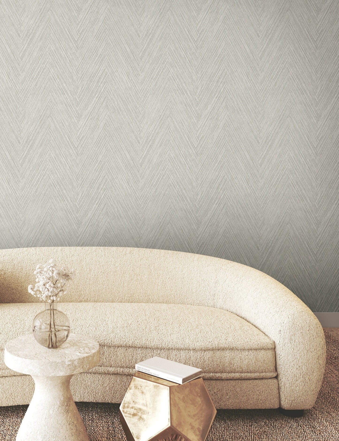 Thatched Chevron Wallpaper- Dove