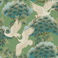 Sprig & Heron Green Wallpaper