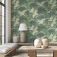 Sprig & Heron Green Wallpaper