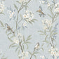 Tea Olive Light Blue Finch Frolic Wallpaper