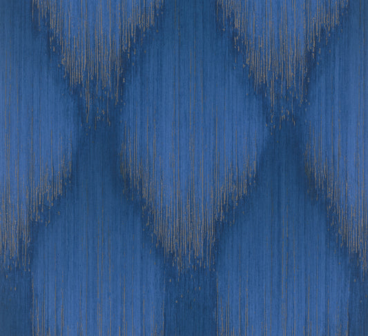 Starfall Sapphire Metallic Ikat Wallpaper