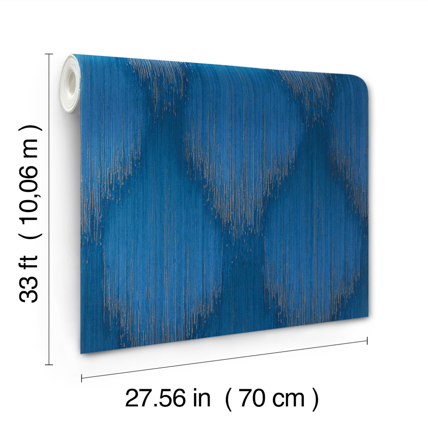 Starfall Sapphire Metallic Ikat Wallpaper