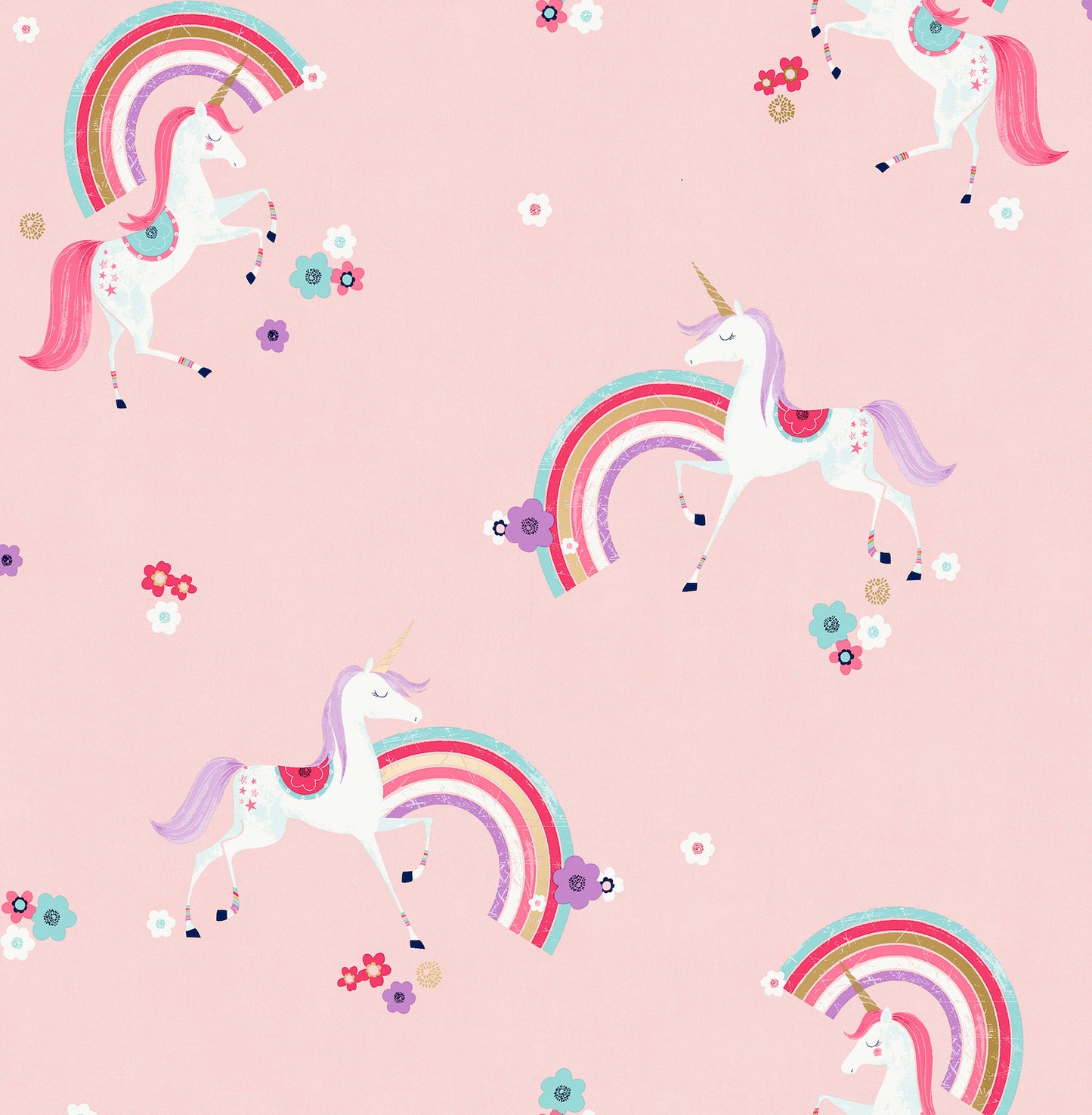Rainbow Unicorn Pink Fantastical Wallpaper