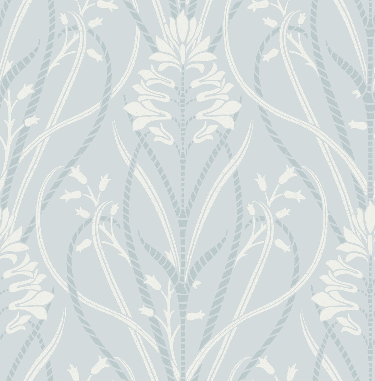 Rosalind Sky Blue Iris Damask Wallpaper