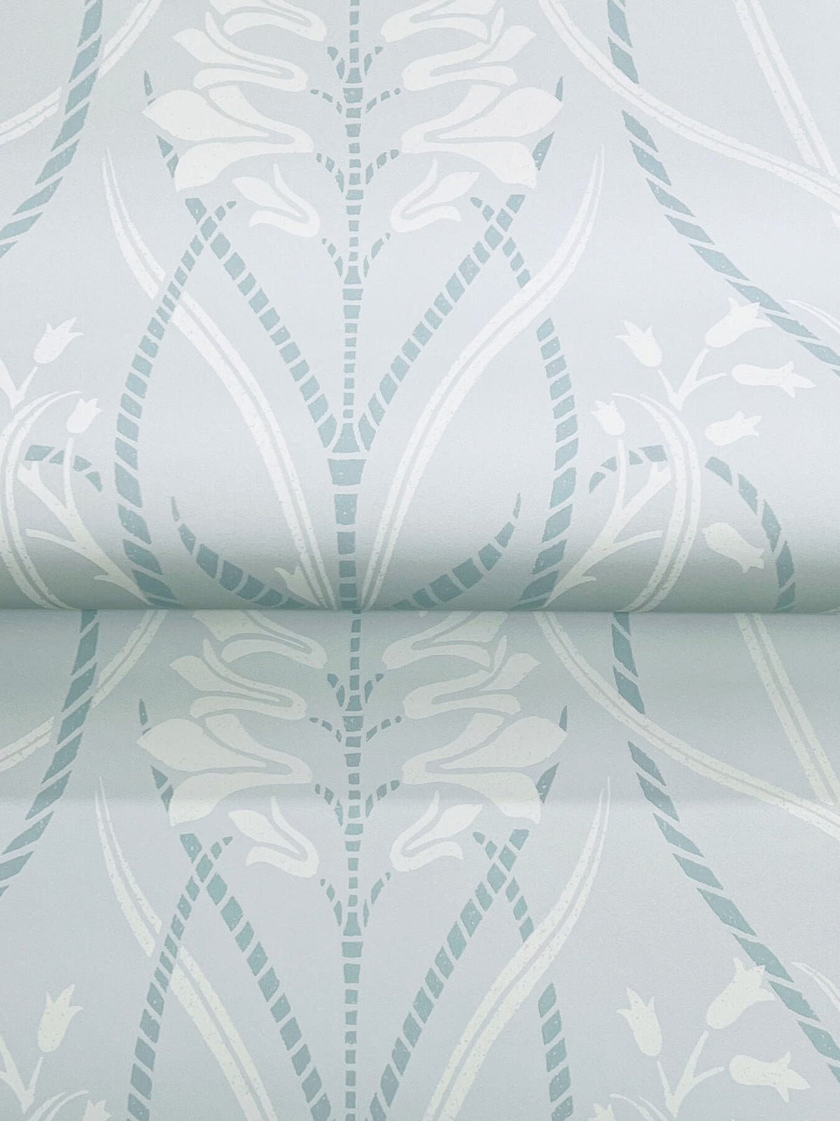 Rosalind Sky Blue Iris Damask Wallpaper