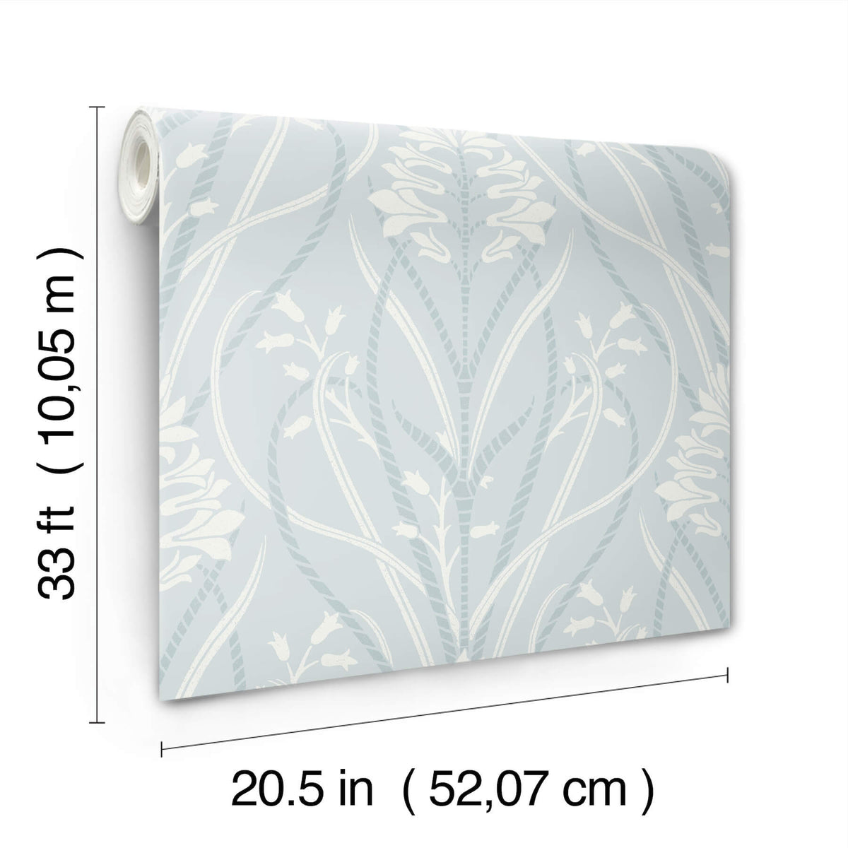Rosalind Sky Blue Iris Damask Wallpaper