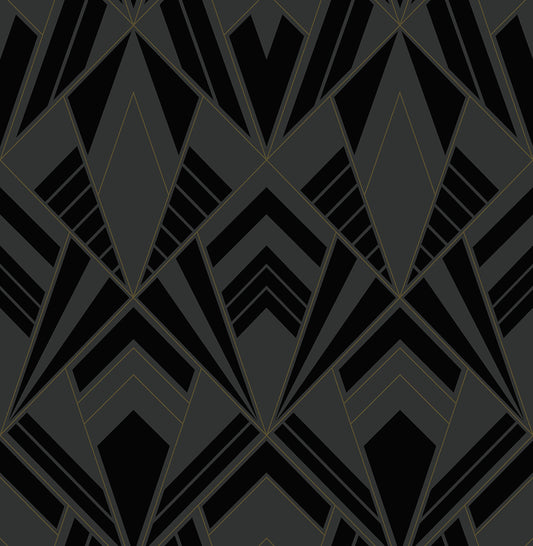 Allenby Black Flocked Wallpaper
