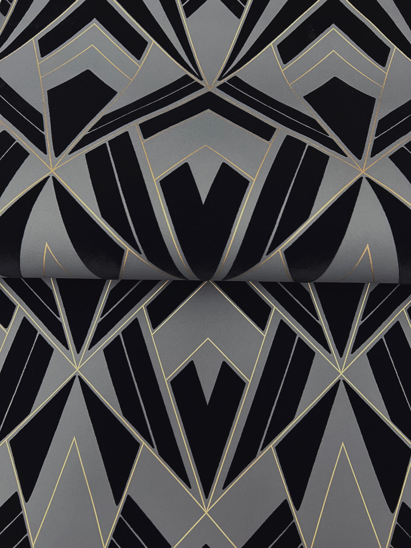 Allenby Black Flocked Wallpaper