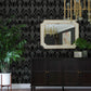 Allenby Black Flocked Wallpaper