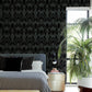 Allenby Black Flocked Wallpaper