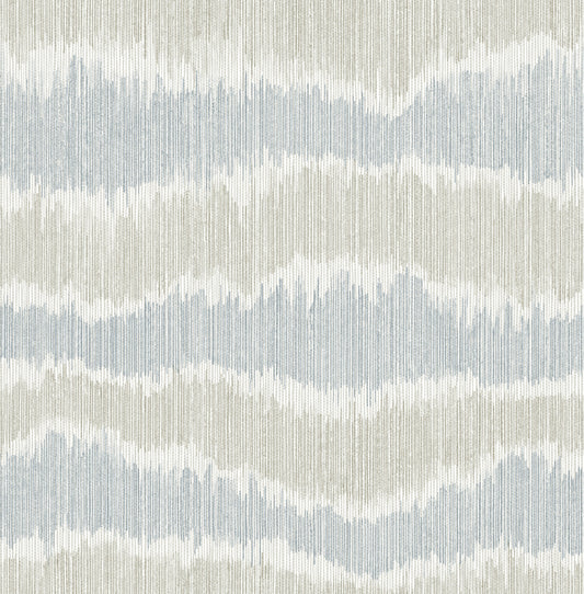 Wiggle Sky Blue Ikat Stripe Wallpaper