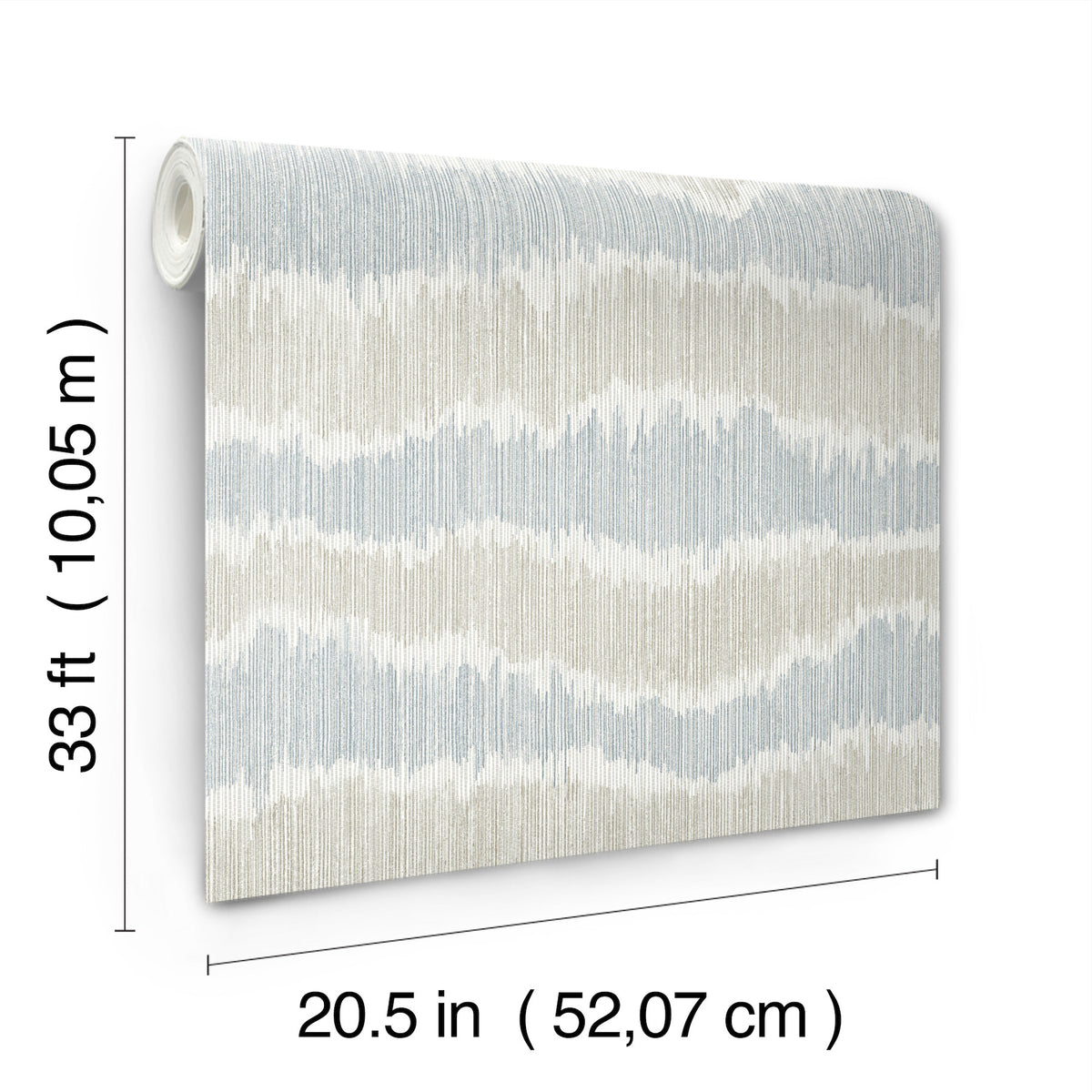 Wiggle Sky Blue Ikat Stripe Wallpaper