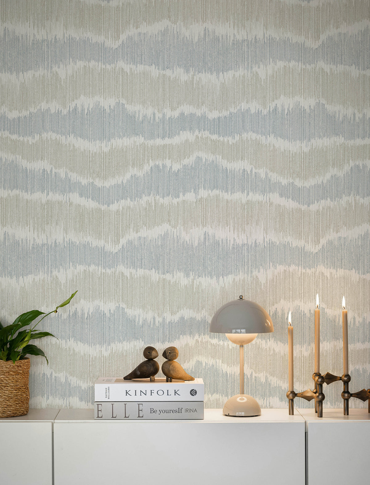 Wiggle Sky Blue Ikat Stripe Wallpaper